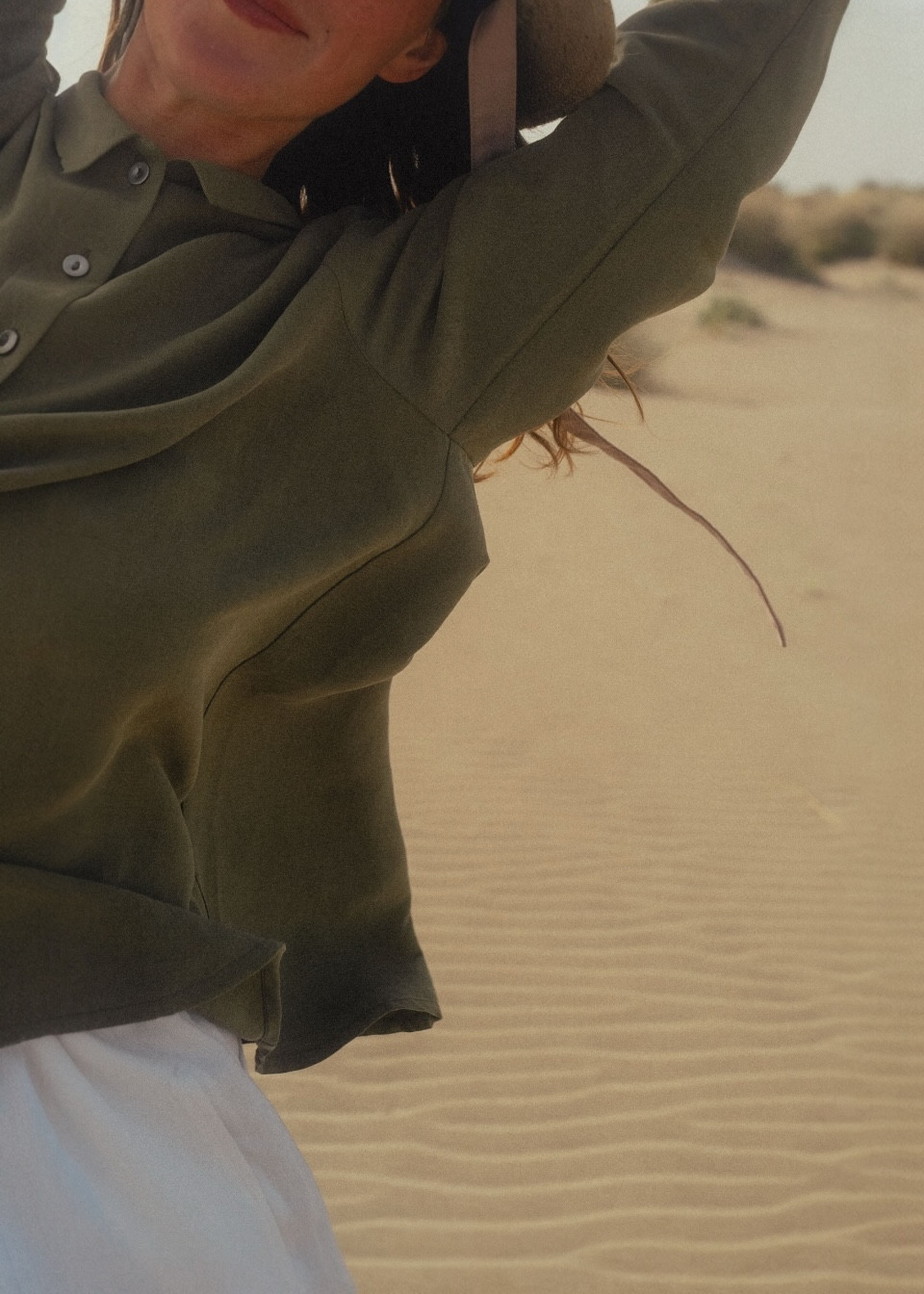 Pleated shirt in Lichen linen and silk - LE VESTIAIRE DE JEANNE