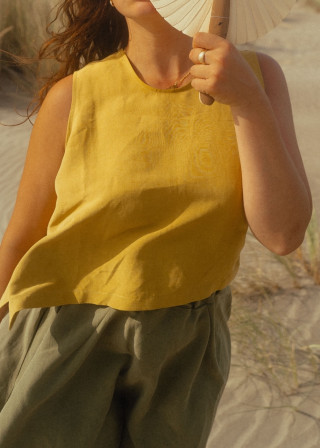 Pull 02 en lin et soie soleil - LE VESTIAIRE DE JEANNE