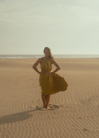 Robe 02 en lin et soie soleil - LE VESTIAIRE DE JEANNE
