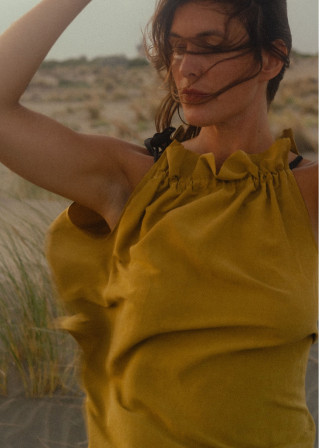 Knotted blouse in Linen and silk Sun - LE VESTIAIRE DE JEANNE