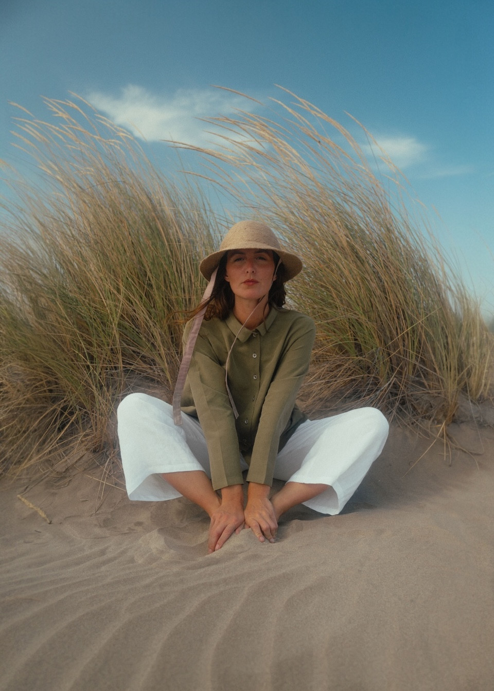 Pantalon large en lin blanc - LE VESTIAIRE DE JEANNE
