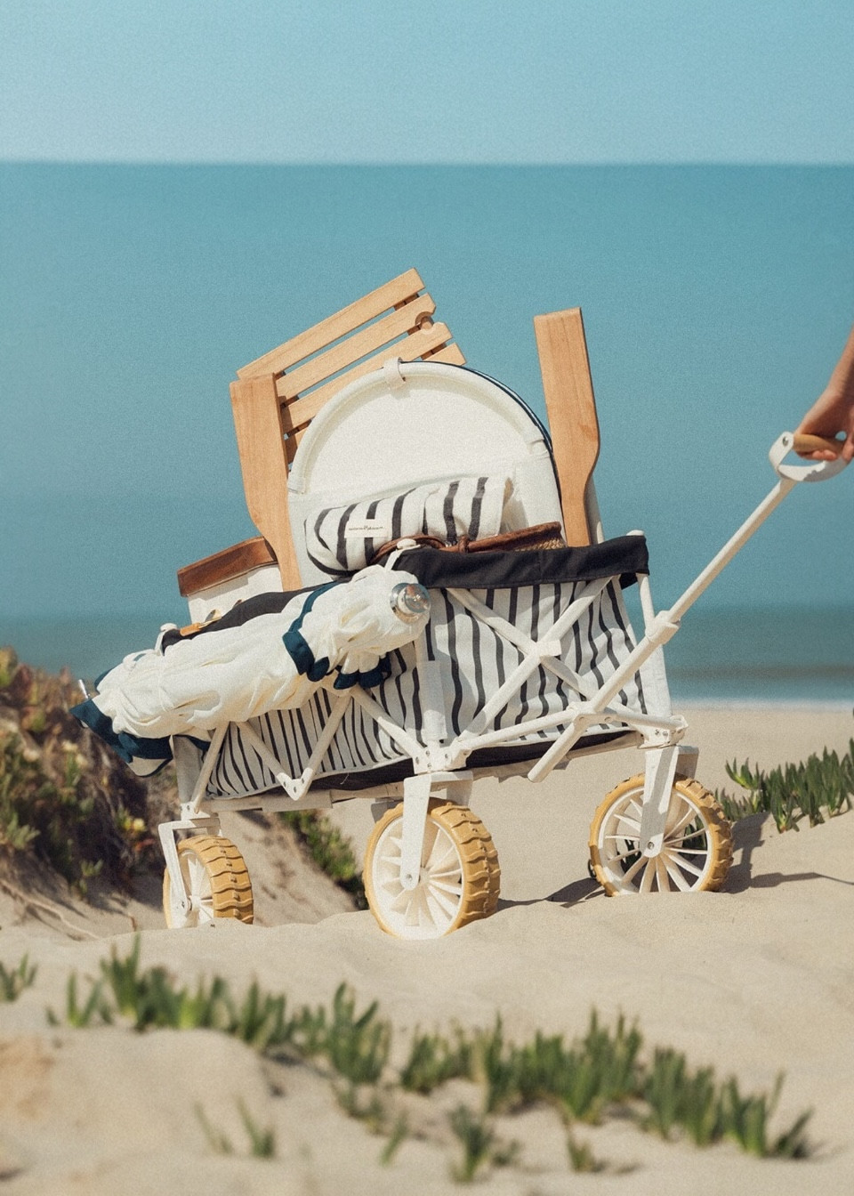 Chariot de plage, rayures noires
