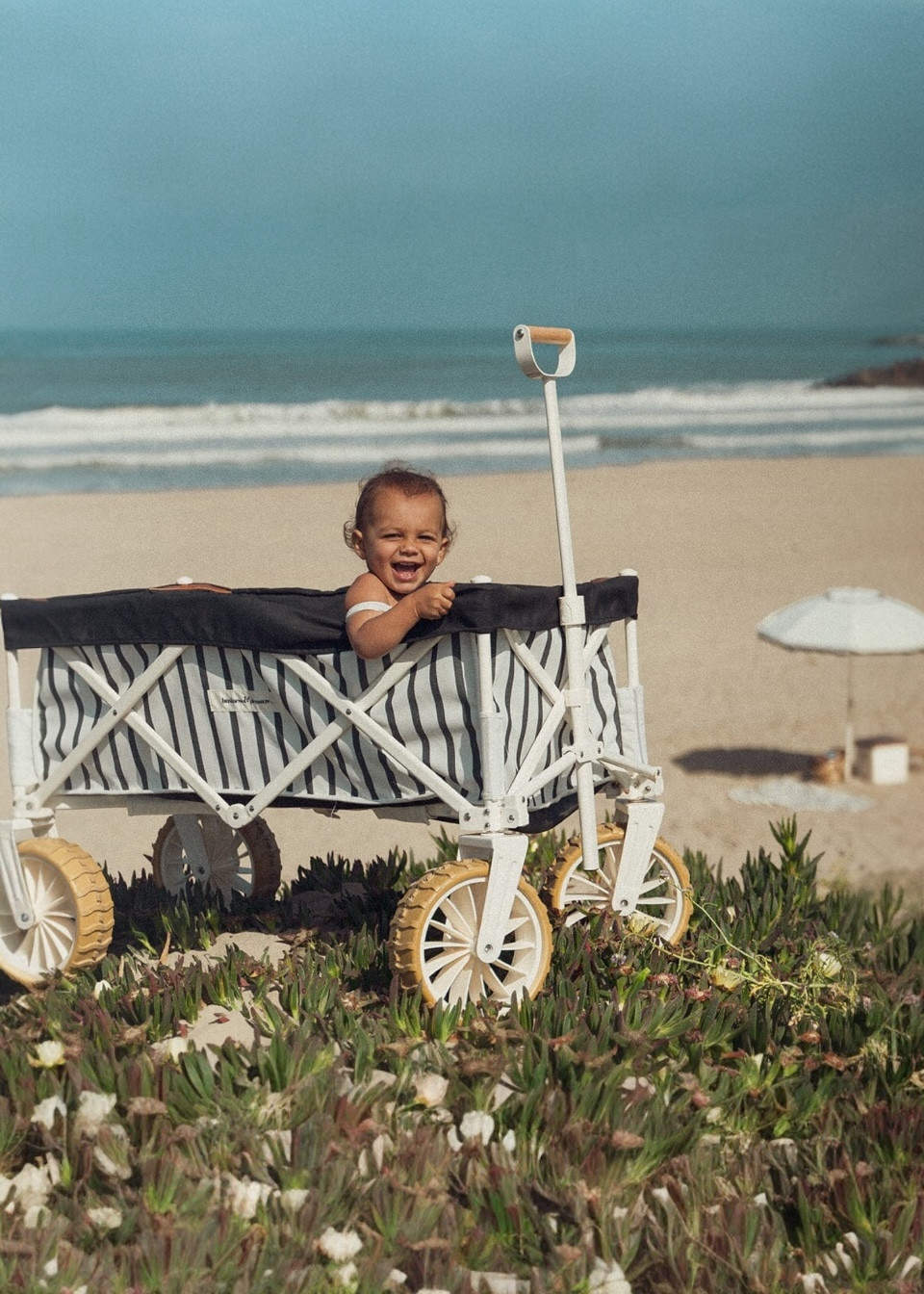 Chariot de plage, rayures noires