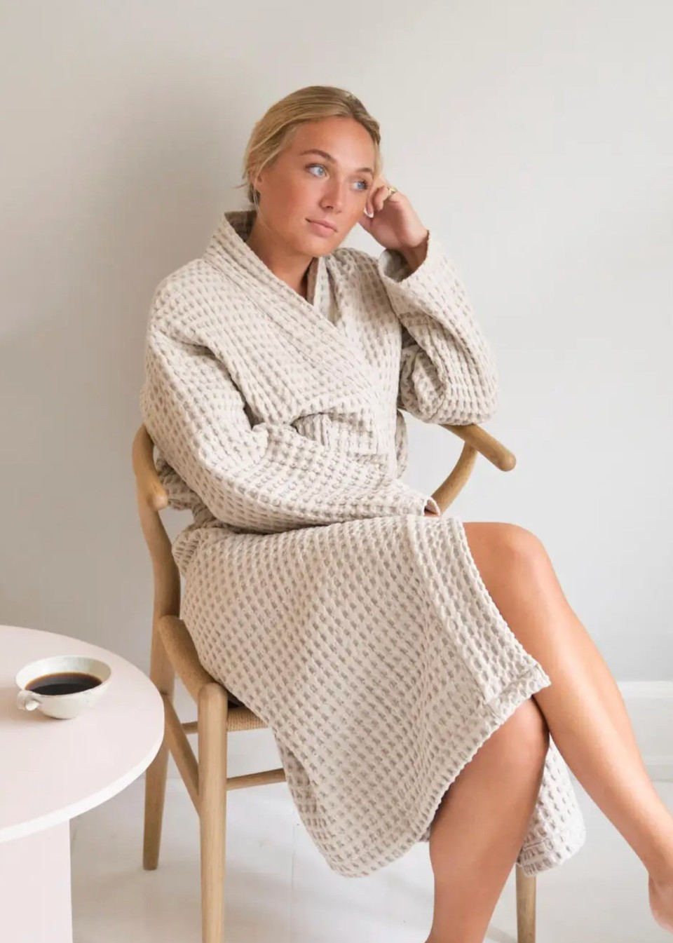 Peignoir en nid d'abeille beige - THE ORGANIC COMPANY