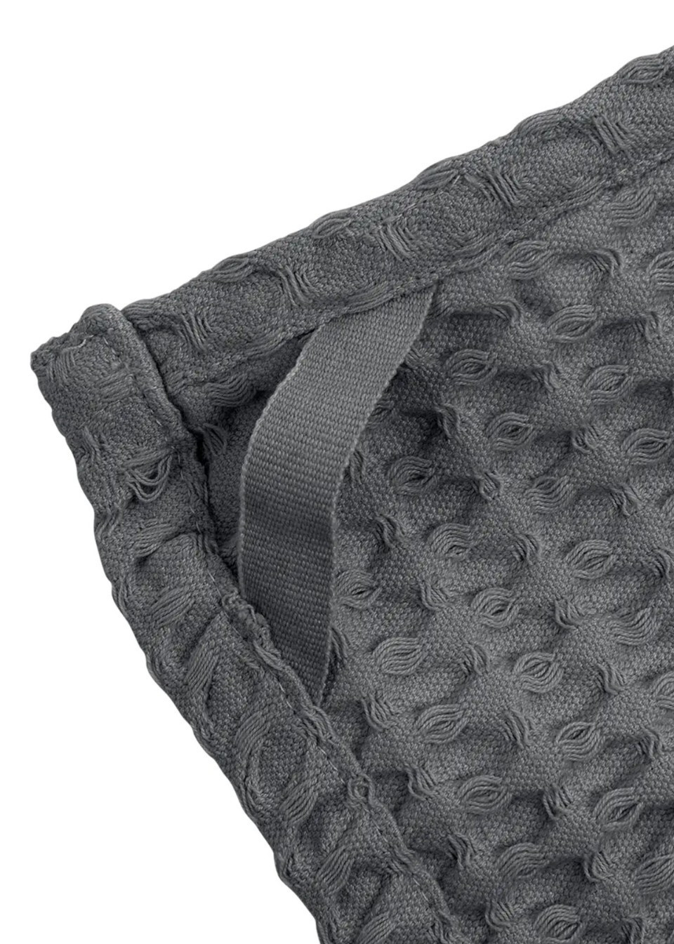 Big waffle kitchen & wash cloth in grey cotton - THE ORGANIC COMPANY