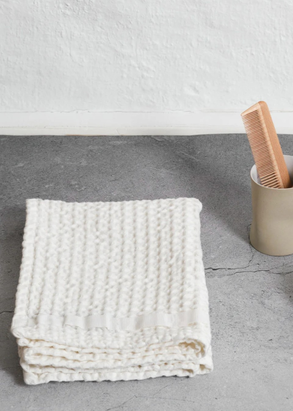serviette en nid d'abeille blanche - THE ORGANIC COMPANY