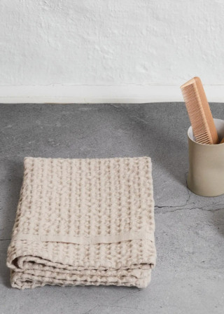 Serviette en nid d'abeille beige - THE ORGANIC COMPANY
