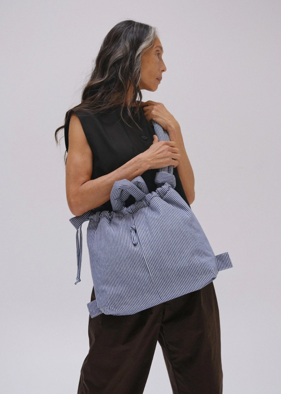 Navy blue stripes Ona Soft Bag - ÖLEND