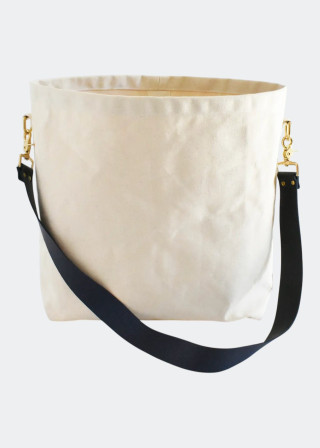 Sac fourre tout en toile et cuir bleu/noir - CELINA MANCURTI