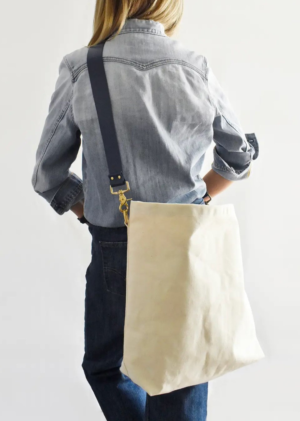 Sac fourre tout en toile et cuir bleu/noir - CELINA MANCURTI