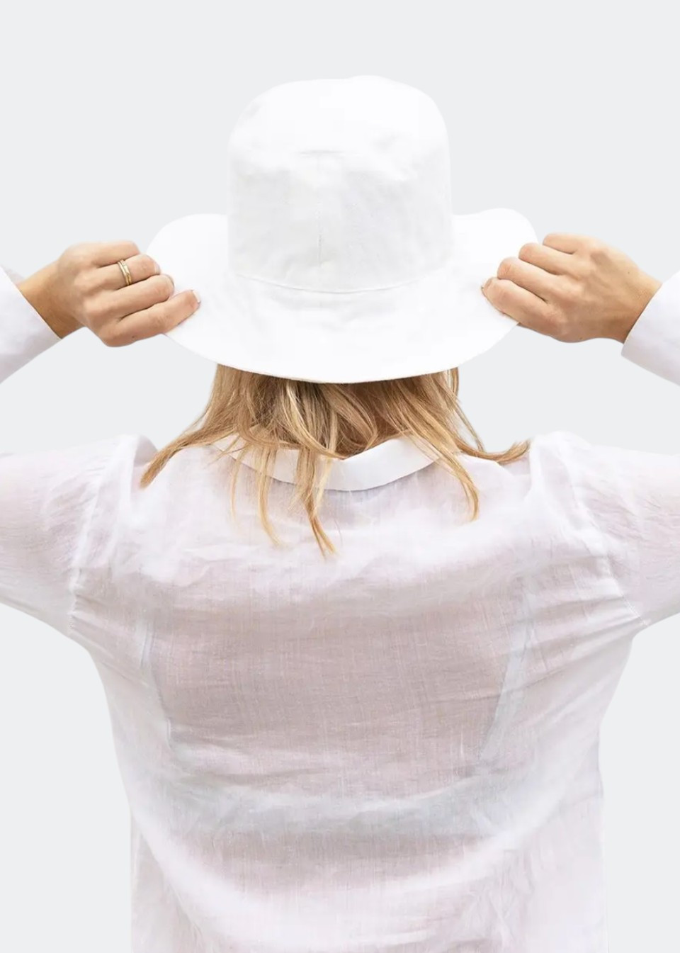 White linen bucket hat - Celina Mancurti White linen bucket hat - Celina Mancurti