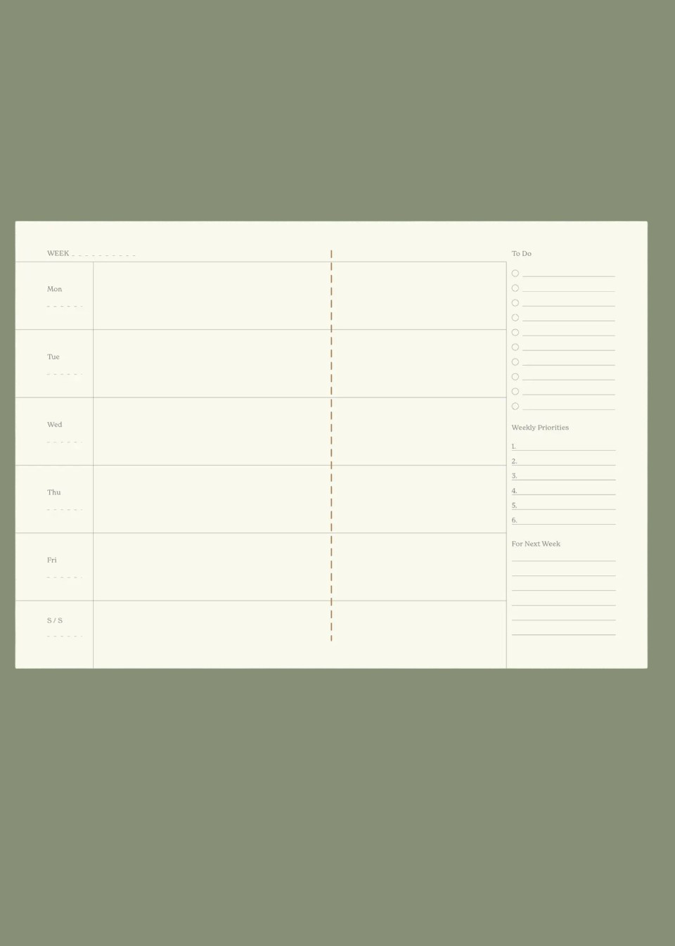 Green weekly planner - FIN STUDIO Green weekly planner - FIN STUDIO