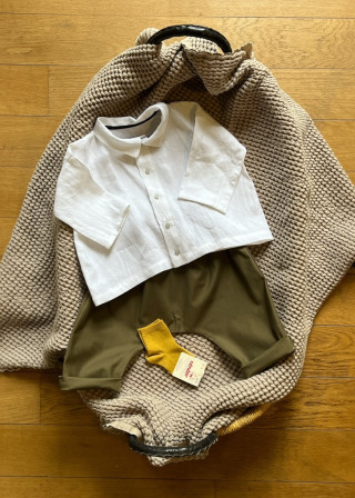 Saroual trousers in khaki poplin - LE VESTIAIRE DE JEANNE