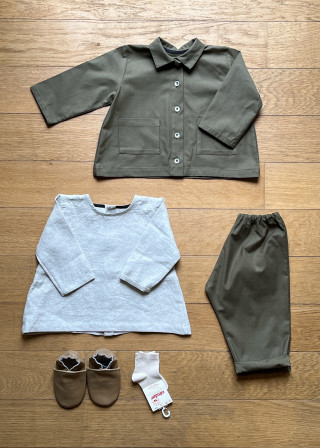 Baby jacket in khaki poplin - LE VESTIAIRE DE JEANNE