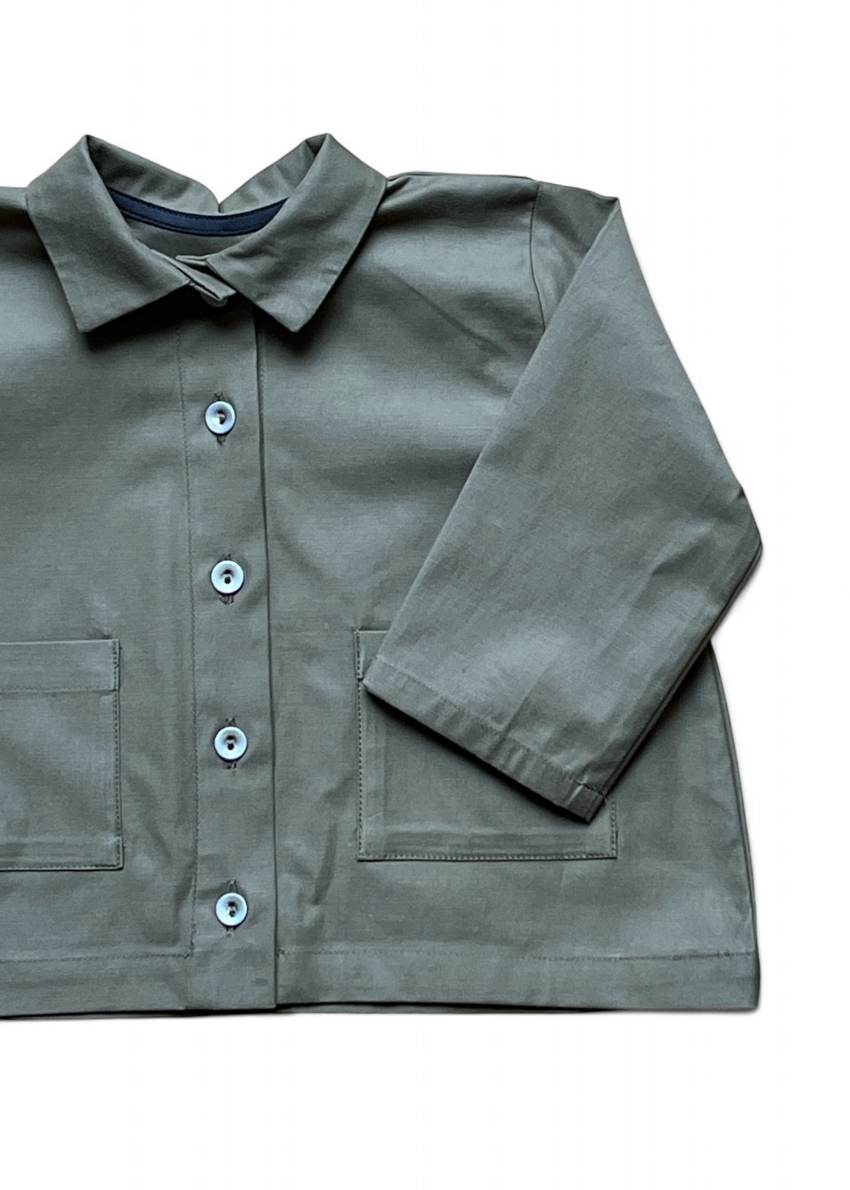 Baby jacket in khaki poplin - LE VESTIAIRE DE JEANNE Baby jacket in khaki poplin - LE VESTIAIRE DE JEANNE
