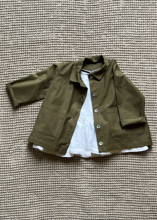 Kid jacket in khaki poplin - LE VESTIAIRE DE JEANNE