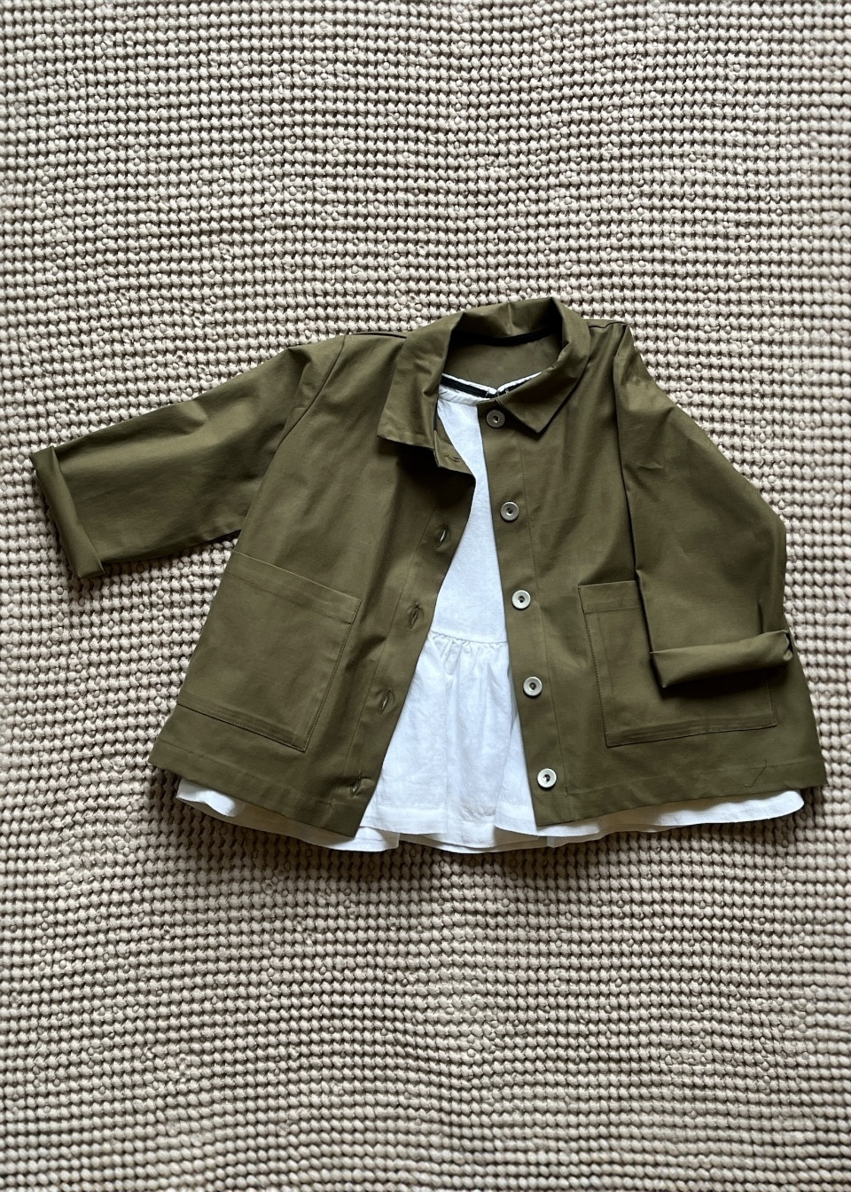 Kid jacket in khaki poplin - LE VESTIAIRE DE JEANNE