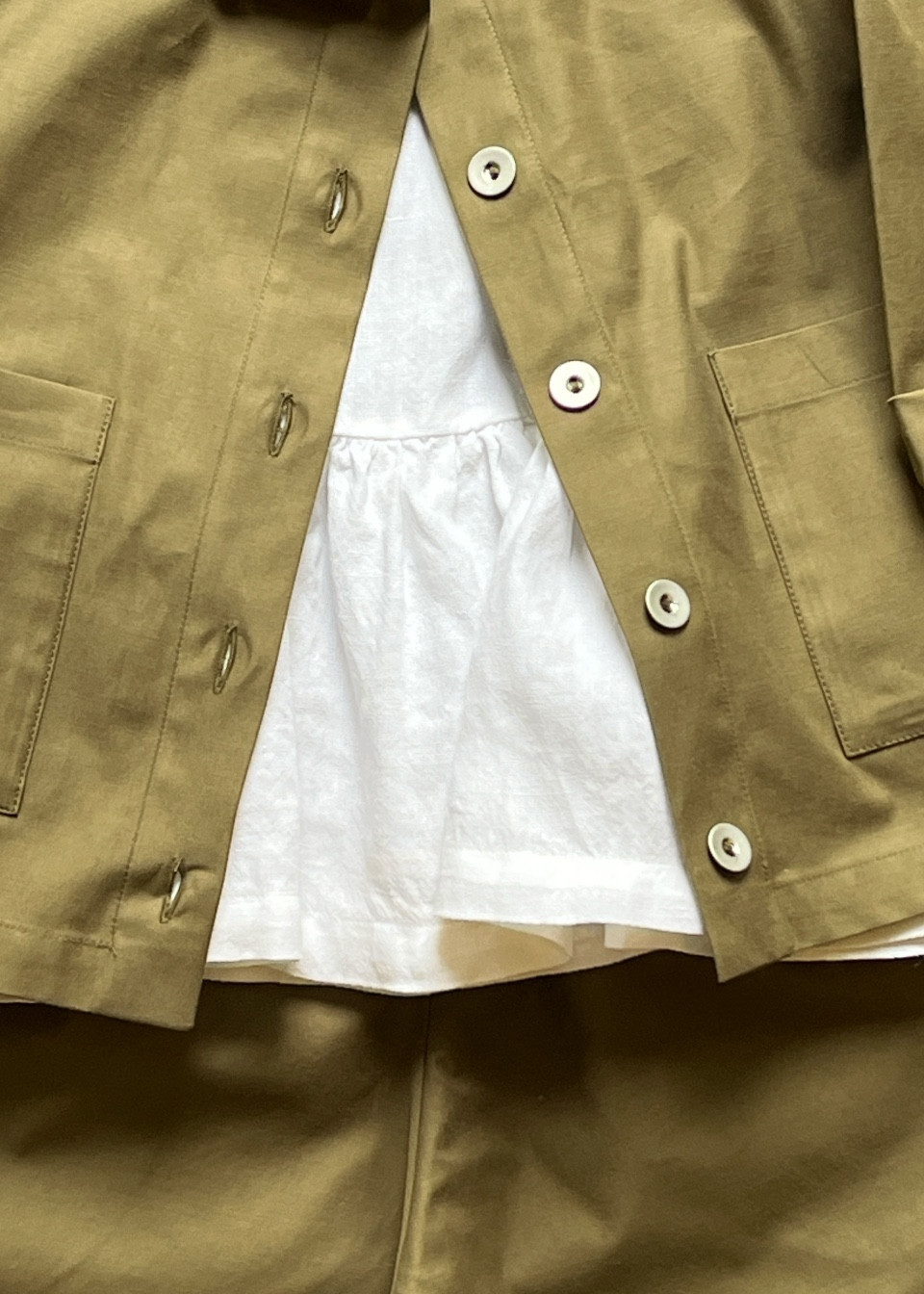 Kid jacket in khaki poplin - LE VESTIAIRE DE JEANNE