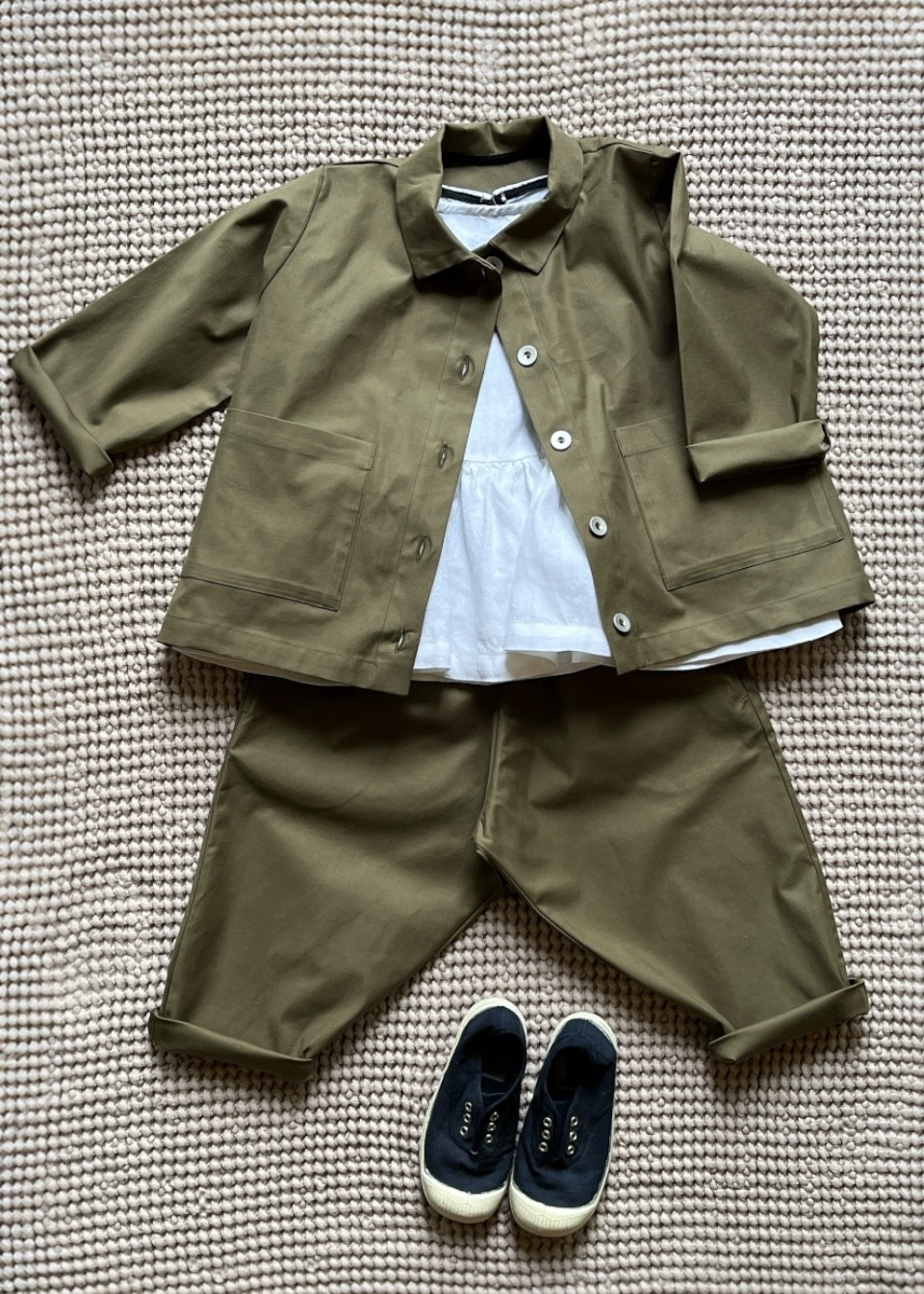 Kid jacket in khaki poplin - LE VESTIAIRE DE JEANNE