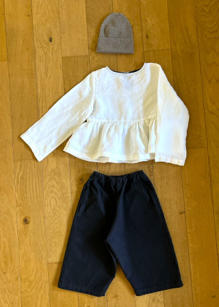 blouse plissée manches longues, lin blanc - LE VESTIAIRE DE JEANNE