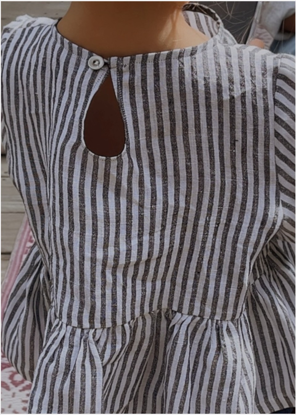 blouse plissée manches longues, lin rayé - LE VESTIAIRE DE JEANNE blouse plissée manches longues, lin rayé - LE VESTIAIRE DE JEANNE