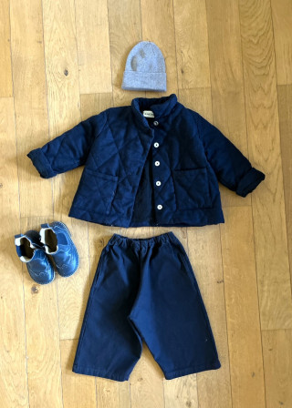 Kid jacket in navy blue quilted wool - LE VESTIAIRE DE JEANNE