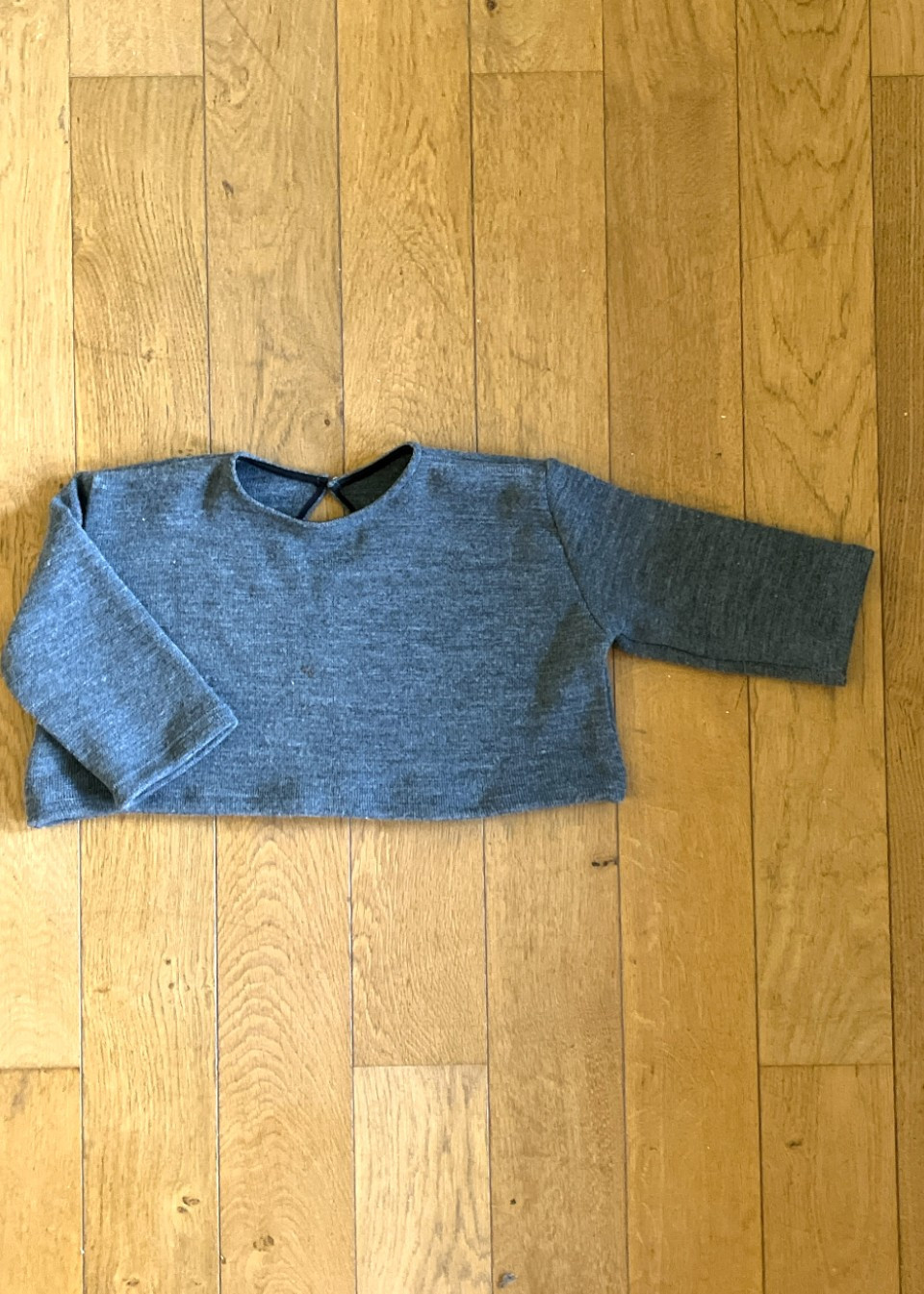 Short sweater in light grey jersey - LE VESTIAIRE DE JEANNE