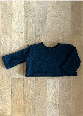 Pull court en jersey gris sombre - LE VESTIAIRE DE JEANNE