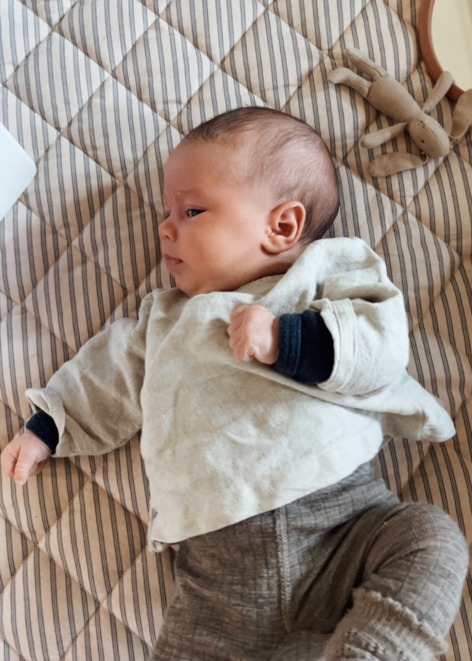 Long sleeves blouse, beige linen