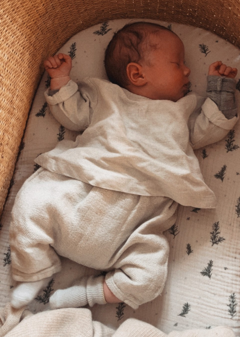 Long sleeves blouse, beige linen