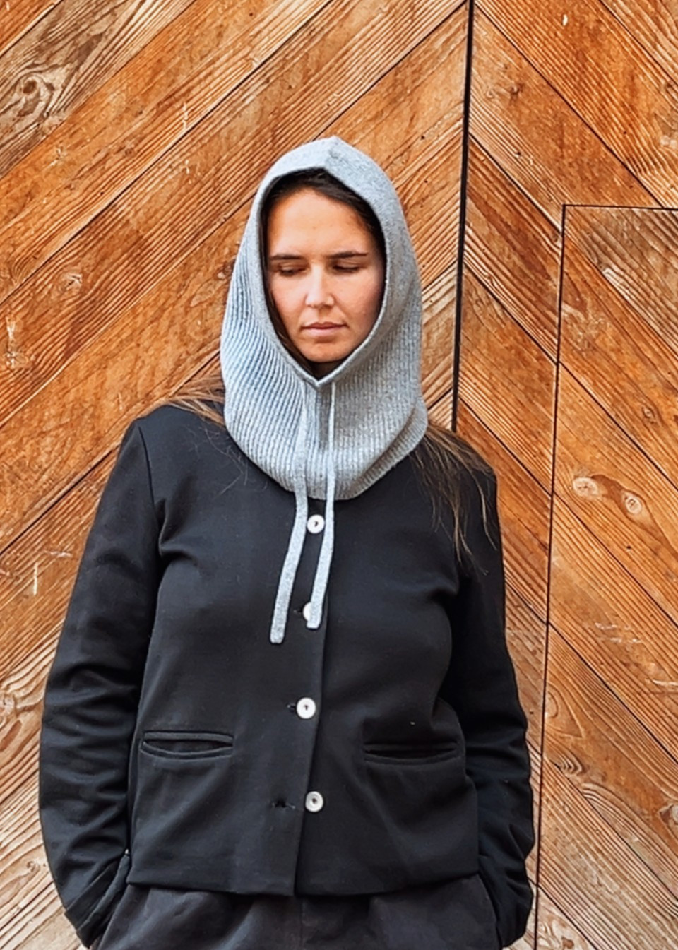 Cagoule en laine merinos anthracite - TBCo