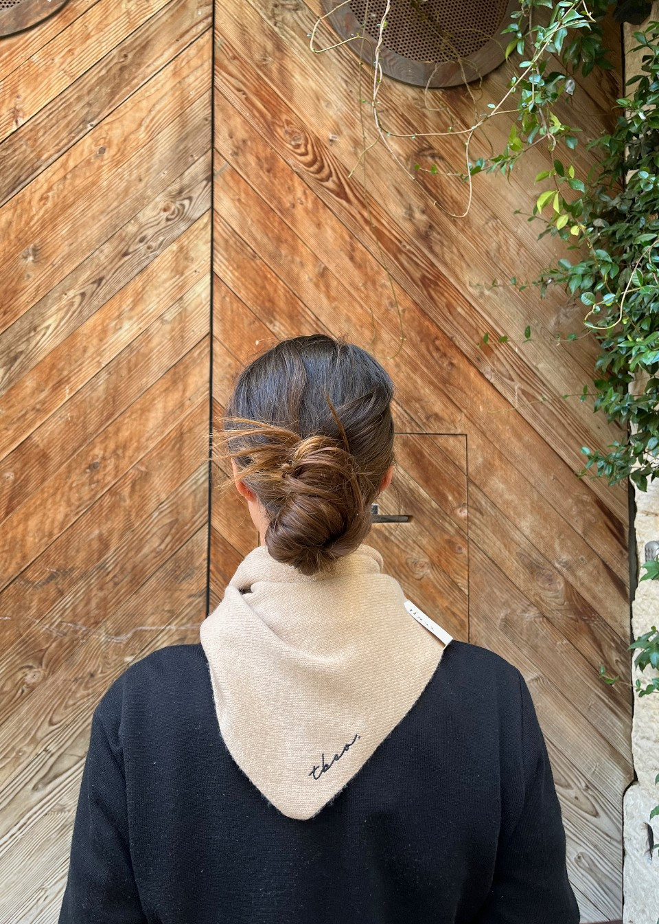 Echarpe triangulaire en laine merinos beige - TBCo