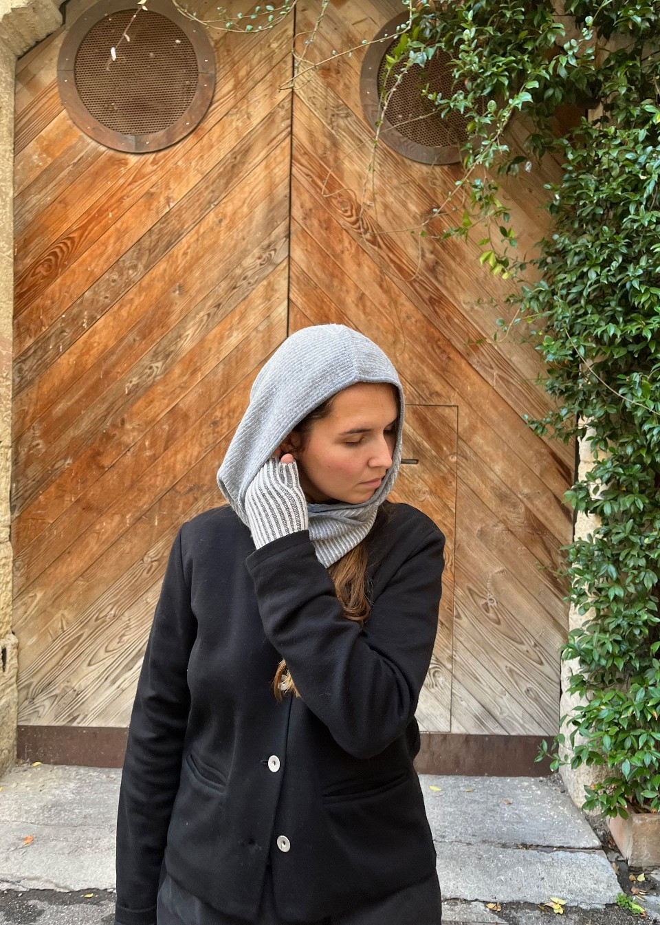 Cagoule en laine merinos anthracite - TBCo