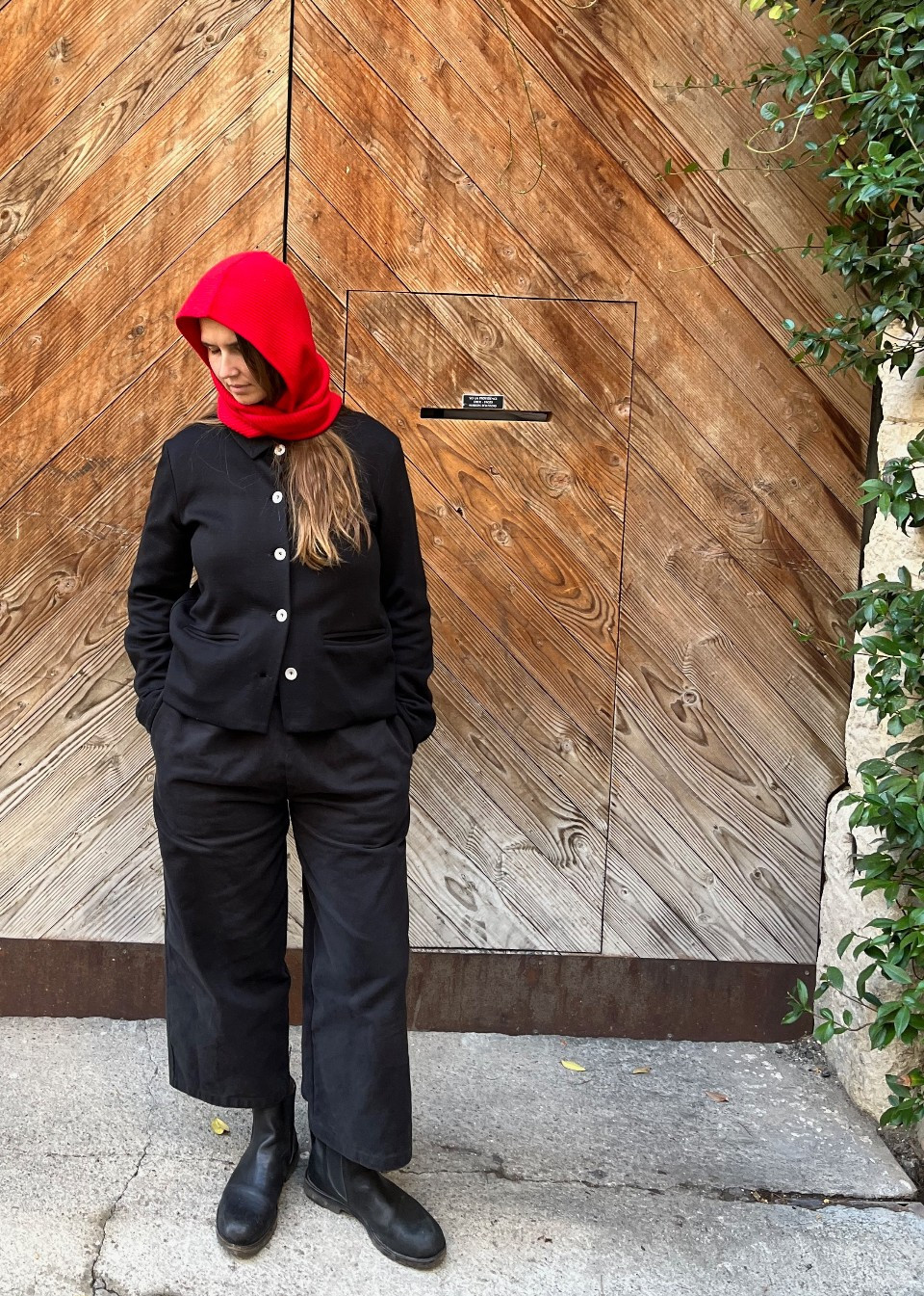 Red merino hood - TBCo