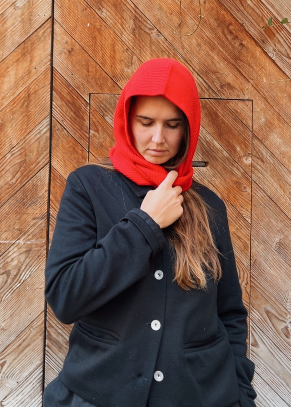 Red merino hood - TBCo