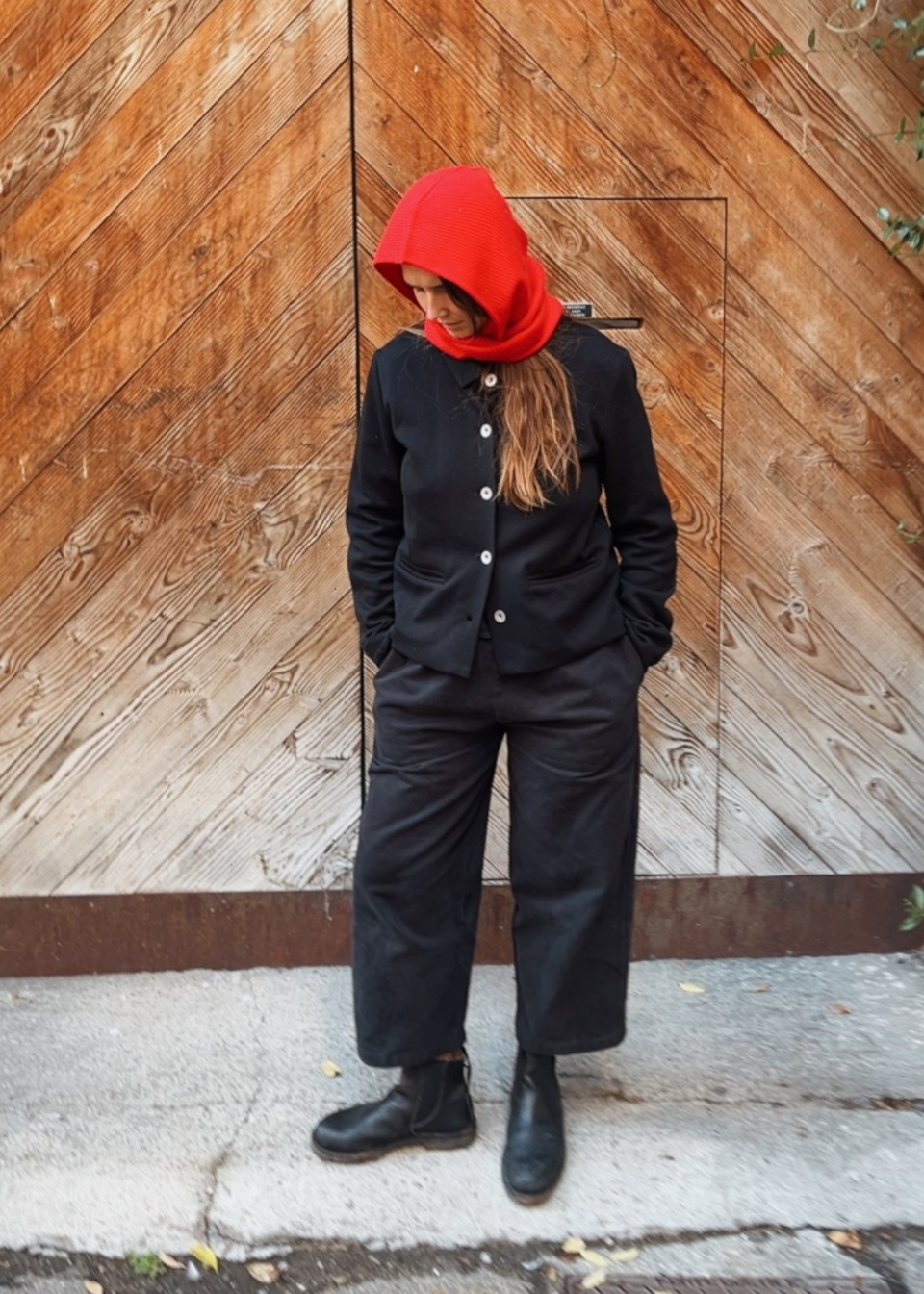 Cagoule en laine merinos rouge - TBCo