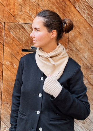 Mitaines en cachemire et merinos beige - TBCo