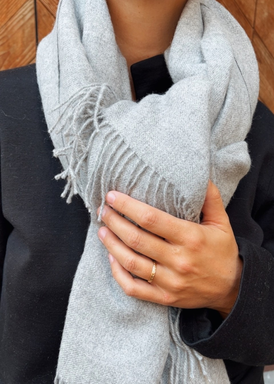 Plaid en alpaga gris clair