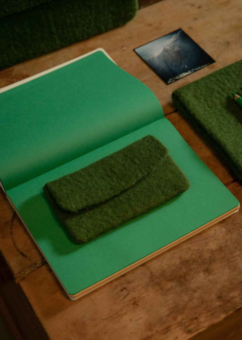 Olive Green Felted Pouch - MUSKHANE