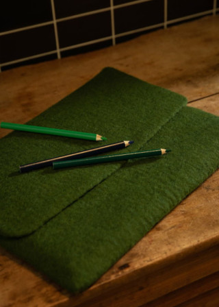 Olive Green Felted Pouch - MUSKHANE