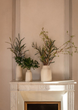 Vase cover in white felt wool - MUSKHANE