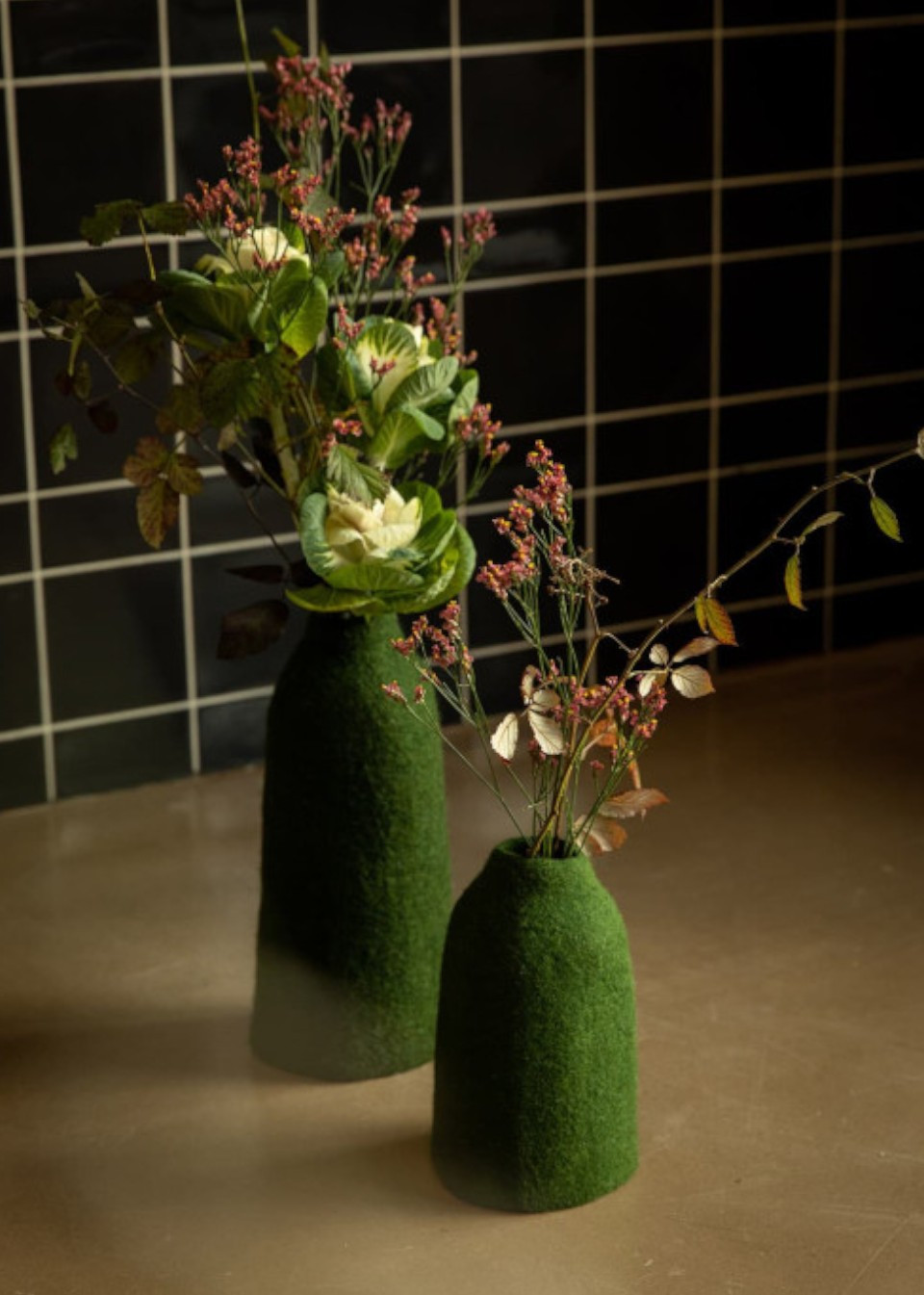 Cache-vase en feutre vert sapin - MUSKHANE