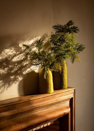 Vase cover in anise green felt wool - MUSKHANE