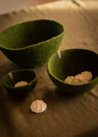 Forest green felt basket - MUSKHANE