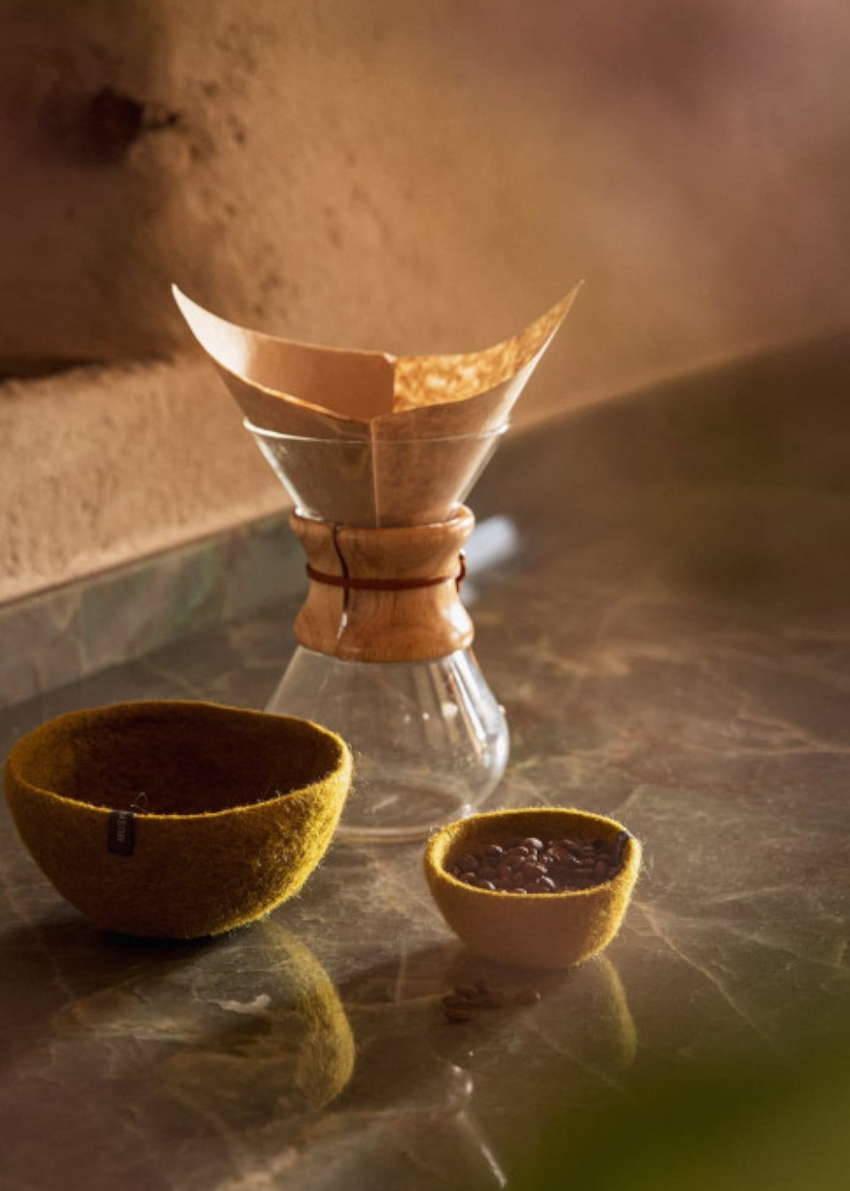 Anise green felt basket - MUSKHANE