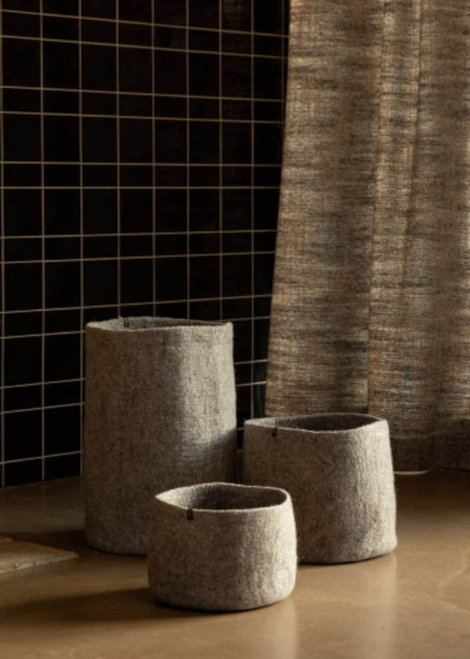 Grey felt storage basket - MUSKHANE