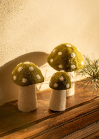 Dotty Mushroom in Anise Green Felt - MUSKHANE
