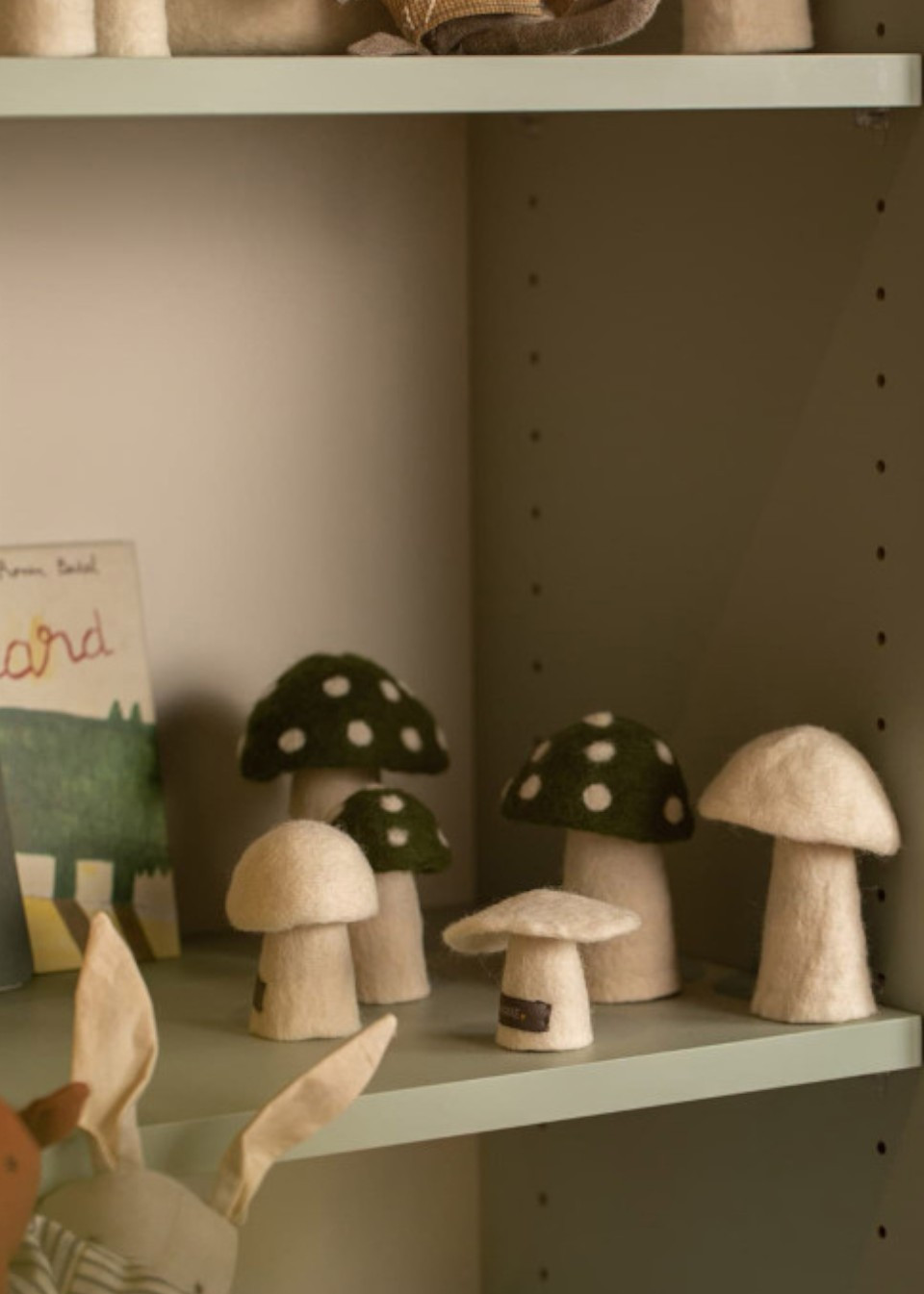 Dotty Mushroom in Forest Green Felt - MUSKHANE