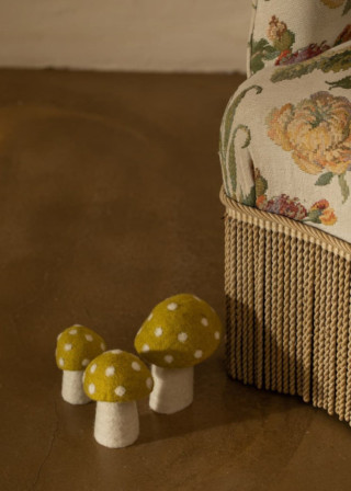 Dotty Mushroom in Chartreuse Green Felt - MUSKHANE