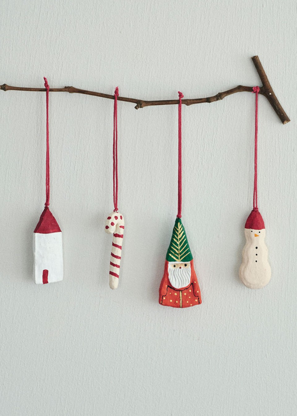 Set of 4 Papier-mâché Ornaments- FOG LINEN WORK